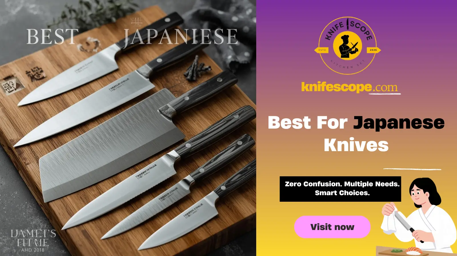 Display of high quality Japanese knives.