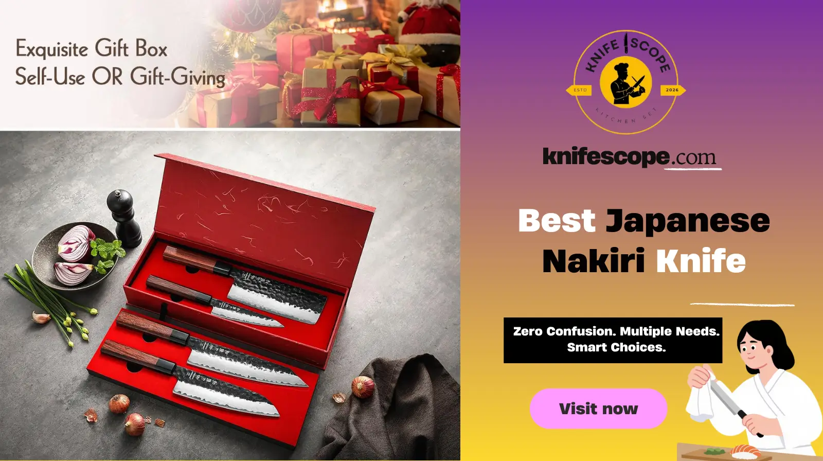 Elegant knife set in gift box
