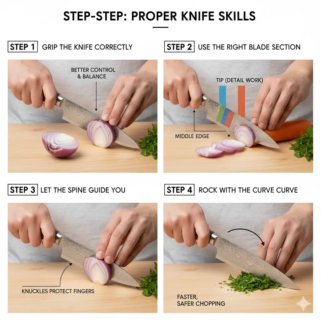 Parts of a Kitchen Knife: A Complete Guide for Home Cooks 3 How to Use Knife Parts Properly