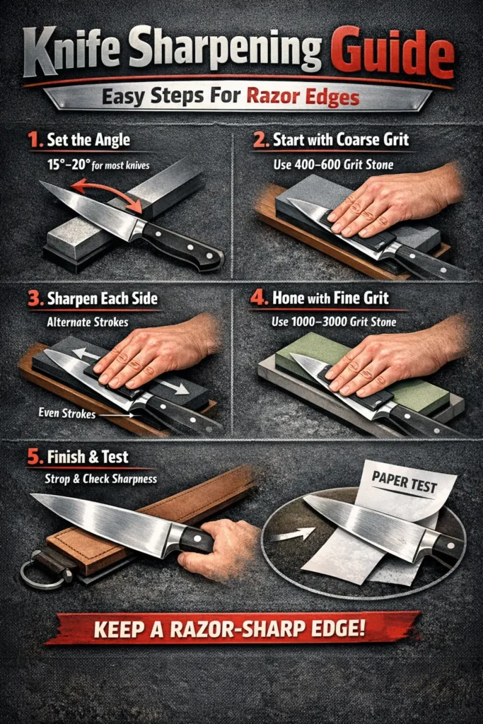 Instructions for sharpening knives effectively