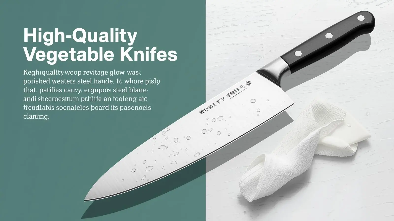 High-quality knife with water droplets