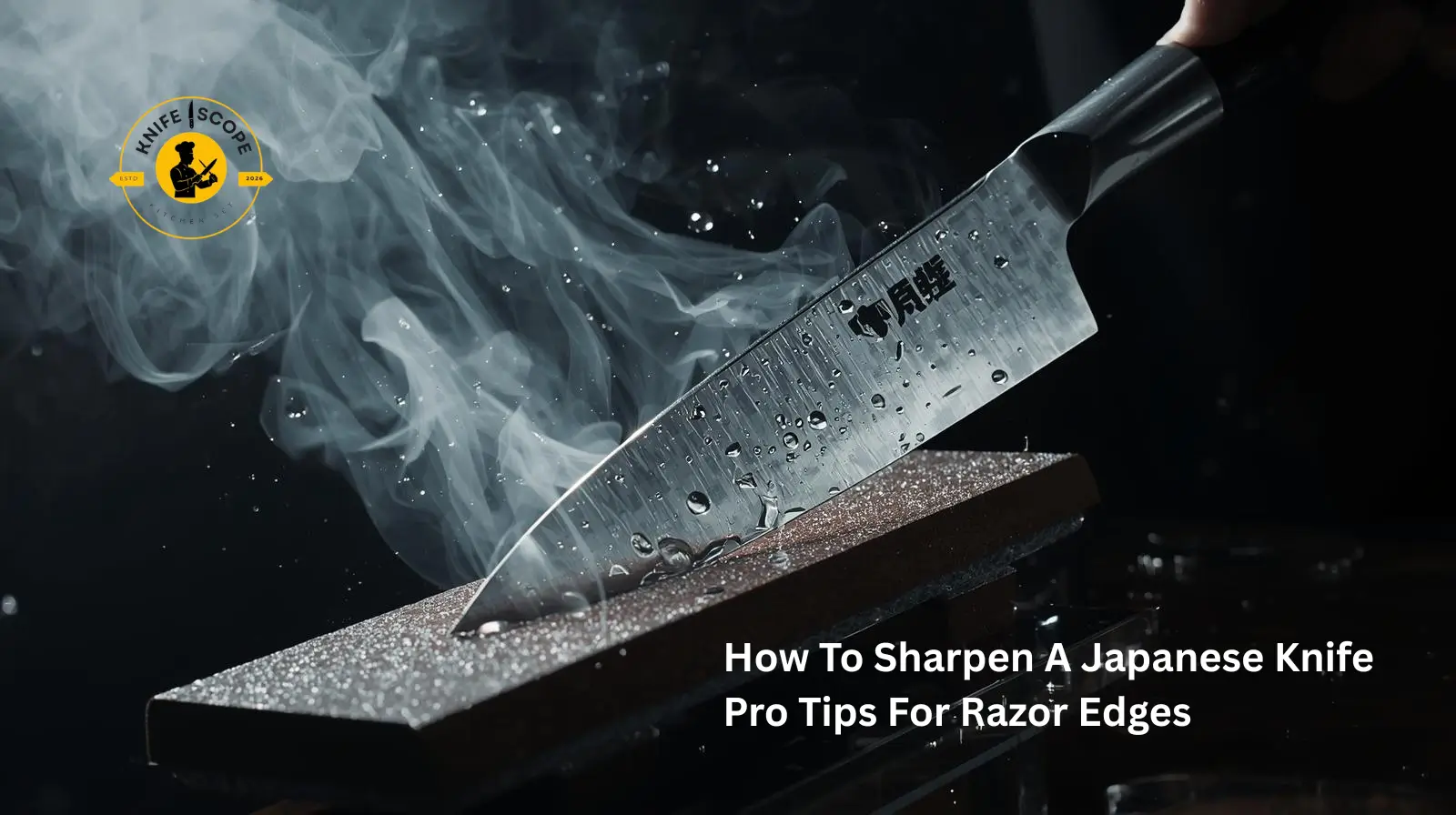 Knife sharpening with smoke and sparks