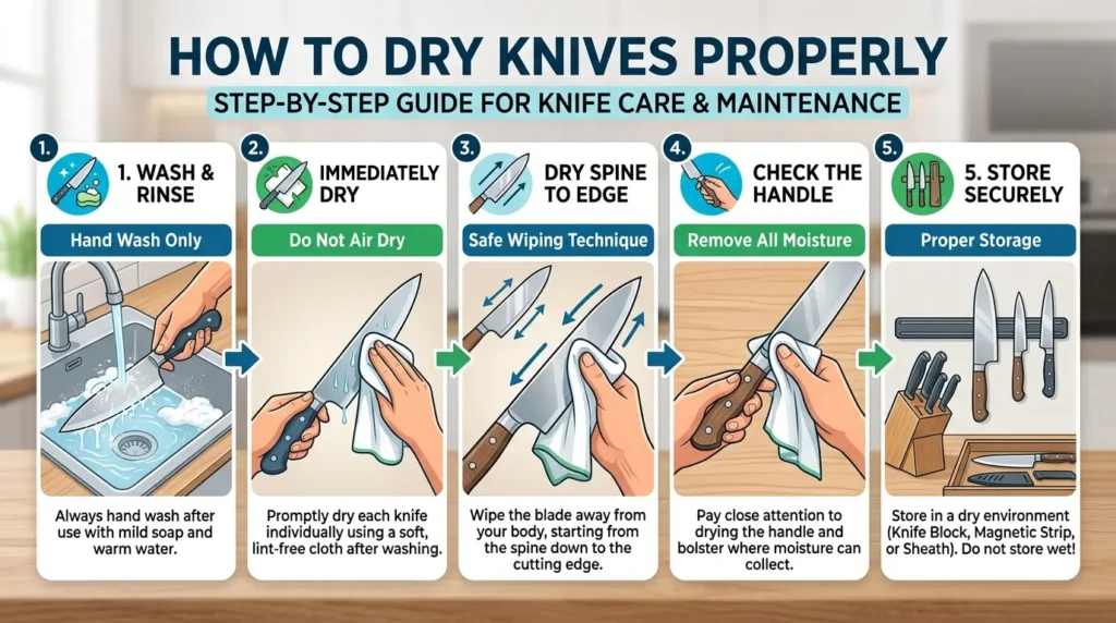 How To Dry Knives Properly: Safe Step-By-Step Tips 4 How To Dry Knives Properly: Safe Step-By-Step Tips